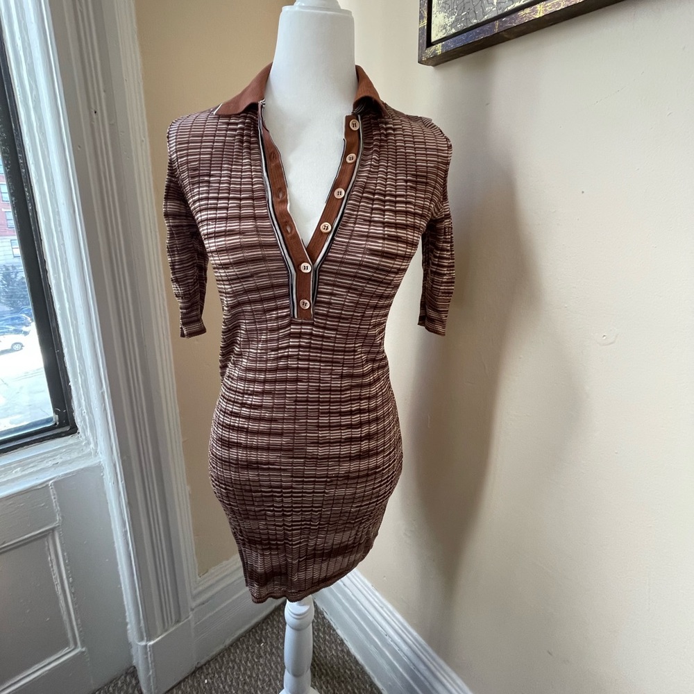 Vintage Missoni Knit Mini Dress with Collar, size Small